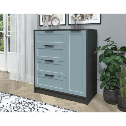 Тумба Тренд КТ-Т90 (Антрацит ЛДСП/ Океан ЛМДФ) Ш900 В1020 Г451